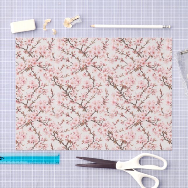 Luftige Kirschblüten-Botanical-Art Seidenpapier (Handwerk)