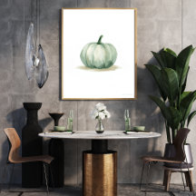 Luftige Salbeigrüne Kürbis-Wandkunst | Minimalisti