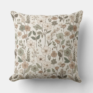 Luftige Wildblumen in Creme & Salbei Kissen