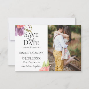 Luftiges Florales Foto Save The Date Ankündigung