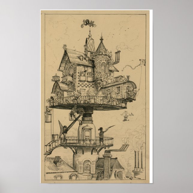 Luftiges Haus von Albert Robida (1883) Poster (Vorne)
