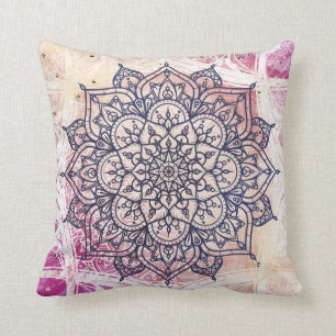Luftiges Mandala Glückliches Rosa Lila Gelb Blau & Kissen