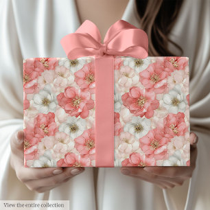 Luftiges rosa und goldenes Wasserfarben-Geschenkve Geschenkpapier