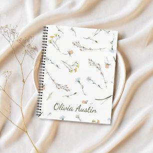 Luftiges Wildblumen-Tagebuch Personalisiert Minima Notizbuch
