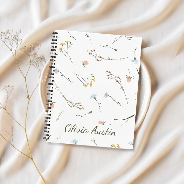 Luftiges Wildblumen-Tagebuch Personalisiert Minima Notizbuch (Von Creator hochgeladen)