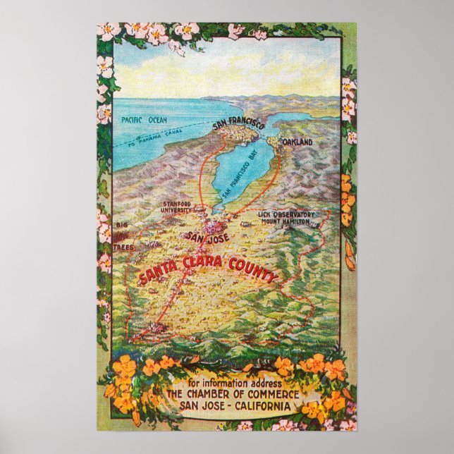 Luftkarte des Santa Clara Landkreises Poster (Vorne)
