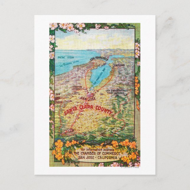 Luftkarte des Santa Clara Landkreises Postkarte (Vorderseite)