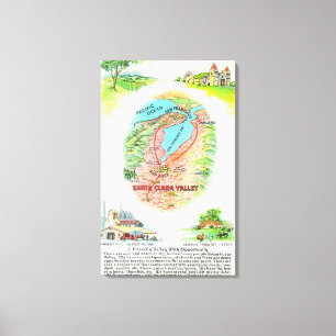 Luftkarte Santa Clara Landkreis mit Sehenswürdigke Leinwanddruck