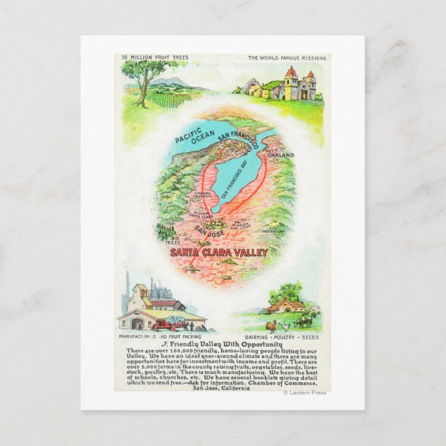 Luftkarte Santa Clara Landkreis mit Sehenswürdigke Postkarte (Vorderseite)