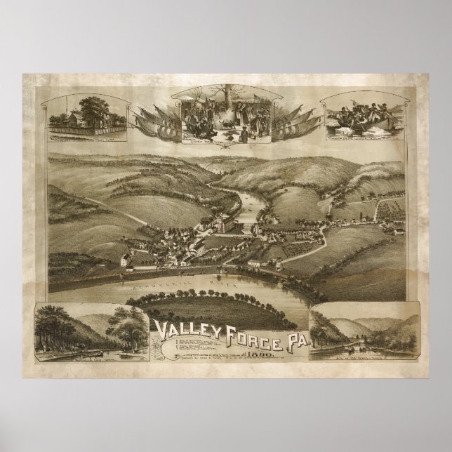 Luftkarte Valley Forge PA Pennsylvania Poster (Vorne)
