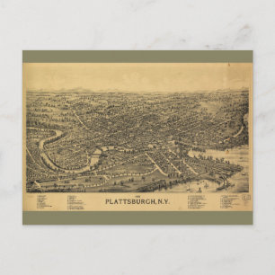 Luftkarte von Plattsburgh New York (1899) Postkarte
