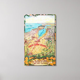 Luftkarte von Santa Clara County Leinwanddruck