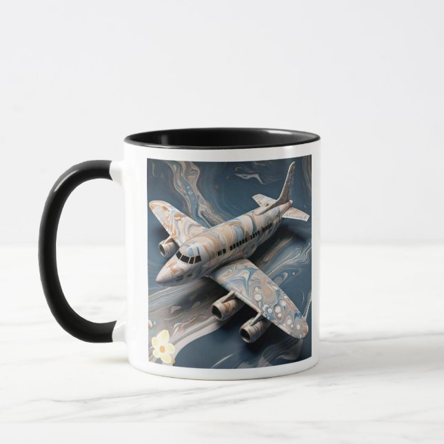 "Luftkunst: Der marmorinfundierte Jet" Tasse (Links)
