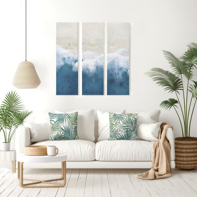 Luftküste Strand 3 Panel Canvas Print Leinwanddruck (Von Creator hochgeladen)