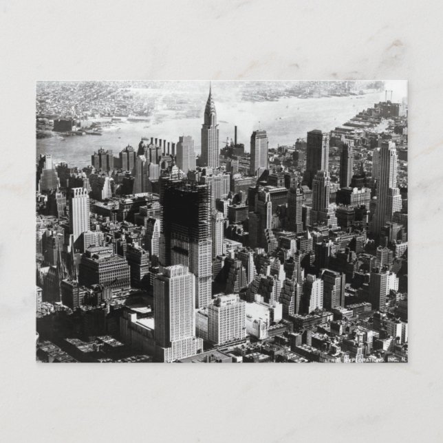Luftmanhattan Black & White Fotograf Postkarte (Vorderseite)