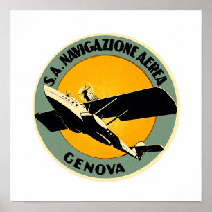 Luftnavigation ~ Genua Poster