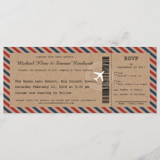 Luftpost-Boarding-Durchlauf-Hochzeit Einladung und