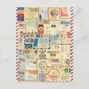 Luftpost-Collage Postkarte