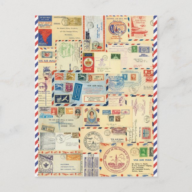 Luftpost-Collage Postkarte (Vorderseite)