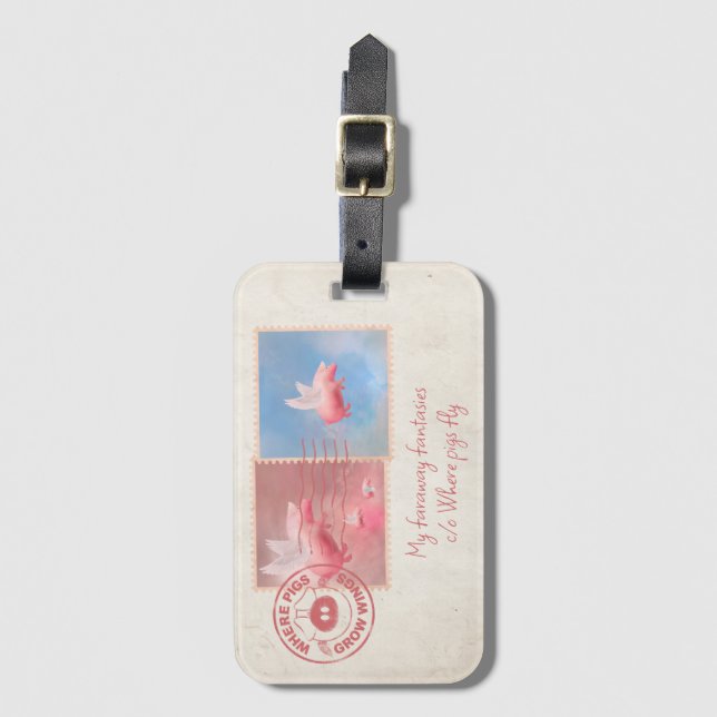 Luftpost Fliegendes-Schwein-Postage-Kofferanhänger Gepäckanhänger (Vorderseite Vertikal)