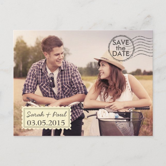Luftpost Foto Save the Date Postkarte (Vorderseite)