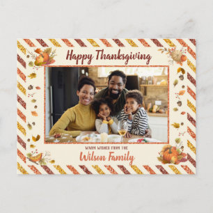 Luftpost Glitter-Kürbis-Foto Thanksgiving Postkarte