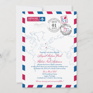 Luftpost-Herz Irland und Portugal-Hochzeit Einladung