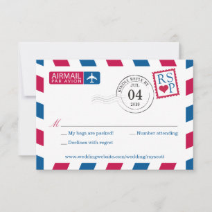 Luftpost   Hochzeit RSVP Karte