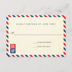 Luftpost-Hochzeits-Antwort RSVP Karte