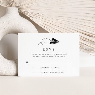 Luftpost Schwarz-weiße RSVP-Karte RSVP Karte