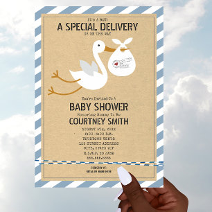 Luftpost Sonderlieferung Stork Boy Babydusche Einladung