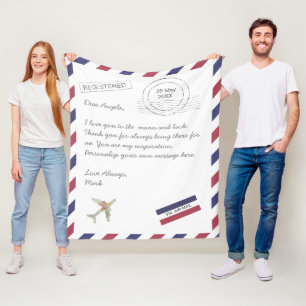 Luftpostbrief und Flugzeugbenutzerdefinierte Nachr Fleecedecke