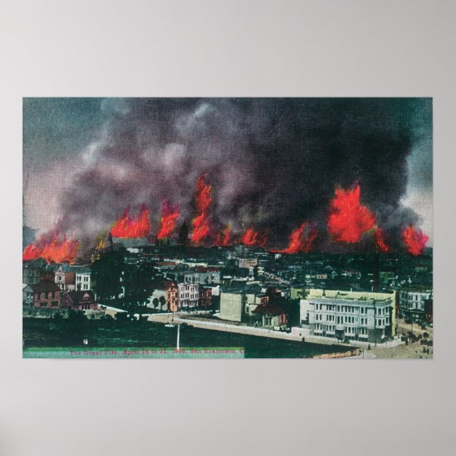 Luftschiff aus Ablaze während des Feuers 1906 Poster (Vorne)