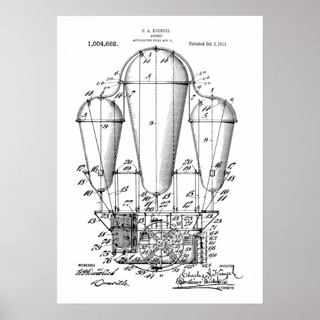 Luftschiff Steampunk Patent Poster (Vorne)