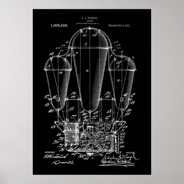 Luftschiff Steampunk Patent Poster (Vorne)