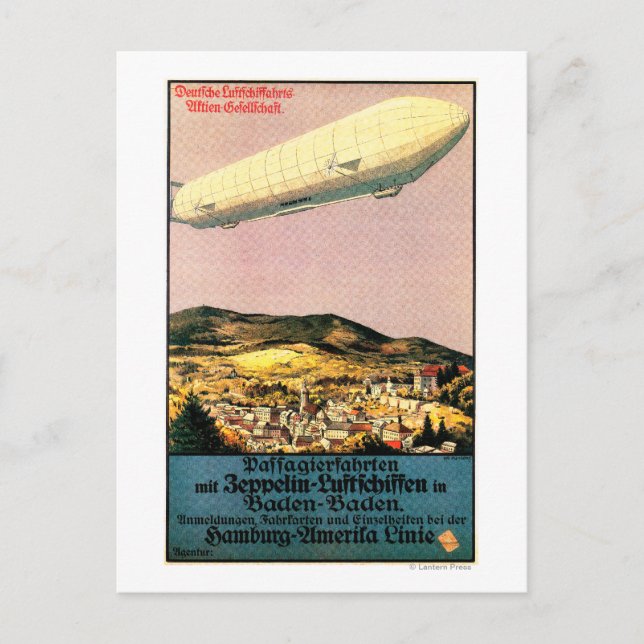 Luftschiff Zeppelin Luftschiff über Stadtplakat Postkarte (Vorderseite)