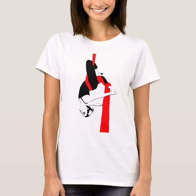 Luftseide-Tänzer-Zwillings-Pose T-Shirt (Vorderseite)