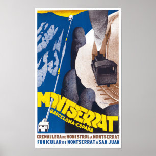 Luftseilbahn Montserrat Reiseplakat Poster