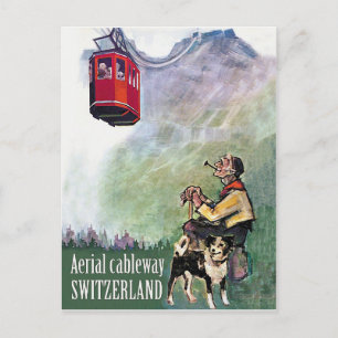 Luftseilbahn, Schweiz, Vintage-Reise Postkarte