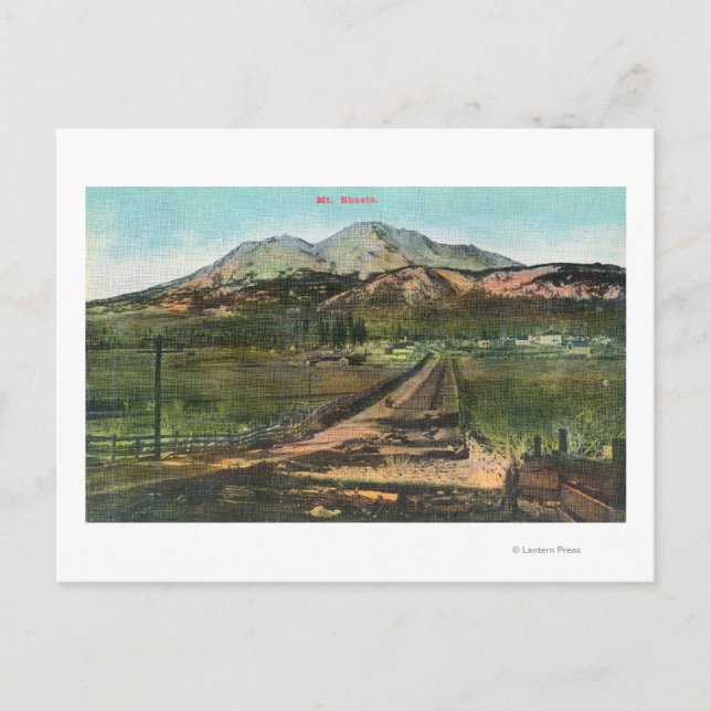 Luftsicht auf das Tal und den Berg Shasta Postkarte (Vorderseite)