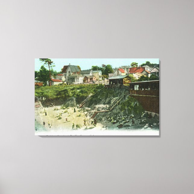 Luftsicht auf den Badestrand Leinwanddruck (Vorderseite)