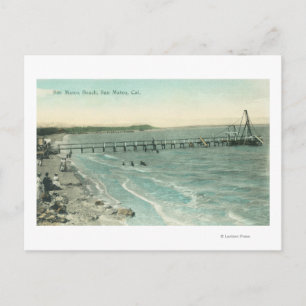 Luftsicht auf San Mateo Beach und Pier Postkarte