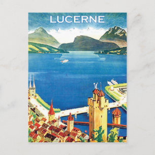 Luftsicht, Luzerner Stadt und See, Schweiz Postkarte