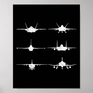 Luftstreitkräfte Kampfjets F-4 F-111 F-15 F-16 F-2 Poster