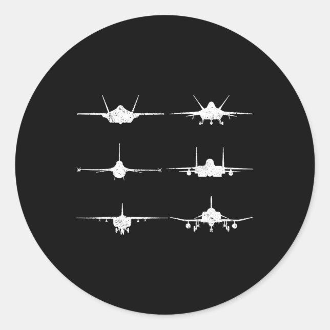 Luftstreitkräfte Kampfjets F-4 F-111 F-15 F-16 F-2 Runder Aufkleber (Vorderseite)