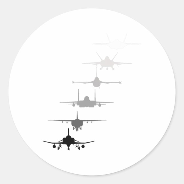 Luftstreitkräfte Kampfjets F-4 F-111 F-15 F-16 F-2 Runder Aufkleber (Vorderseite)