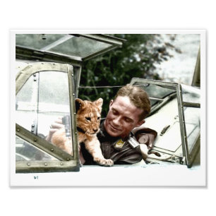 Luftwaffe Ace Franz von Werra und Simba Fotodruck