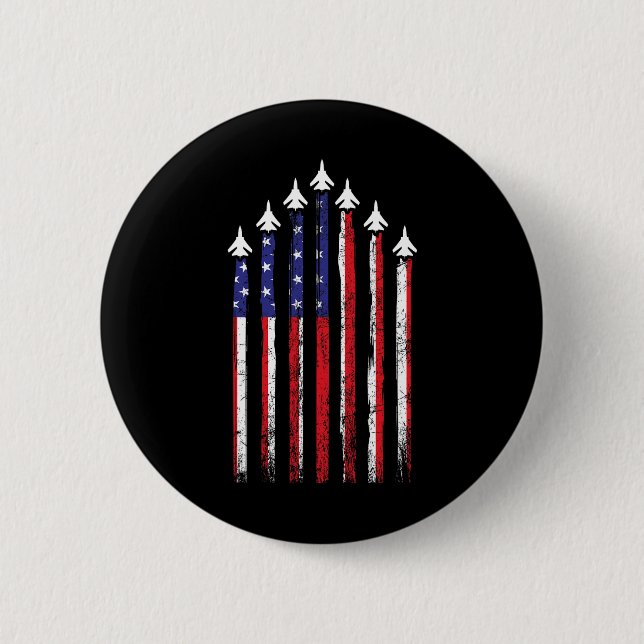 Luftwaffe US Veteranen 4. Juli Amerikanische Flagg Button (Vorderseite)