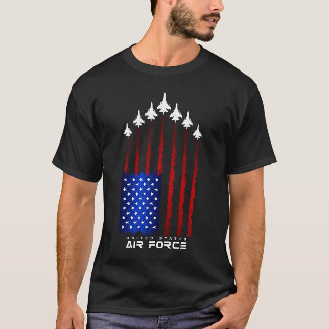 Luftwaffe US-Veteranen 4. Juli T Shirt Amerikaner (Vorderseite)