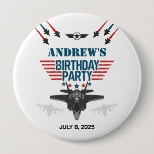 Luftwaffenflugzeug-Pilot Geburtstag Button